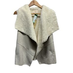 Skies are Blue Cream/Tan Faux Suede Fleece Lined Vest‎ Size Medium NWT